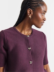 Simply Be Purple Short Sleeve Peplum Cardigan - Image 4 of 4