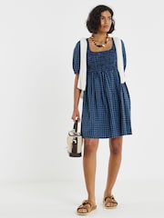 Blau - Simply Be Gerafftes Skater-Kleid - Bild 1 von 4