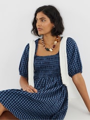 Blau - Simply Be Gerafftes Skater-Kleid - Bild 3 von 4