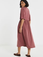 Simply Be Burgundy Red Acid Wash Waist Detail Midi Dress - Image 2 of 4