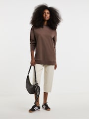 Simply Be Brown Side Split Sweatshirt Tunic - Image 1 of 4