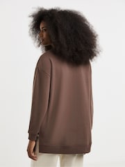 Simply Be Brown Side Split Sweatshirt Tunic - Image 2 of 4