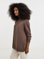 Simply Be Brown Side Split Sweatshirt Tunic - Image 3 of 4