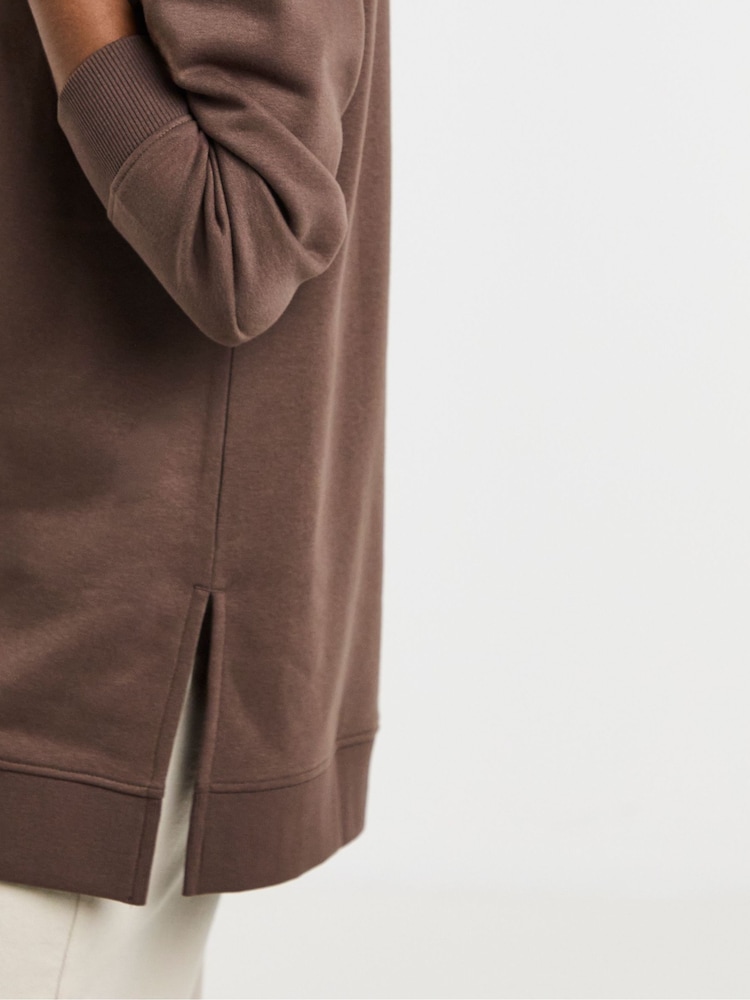 Simply Be Brown Side Split Sweatshirt Tunic - Image 4 of 4