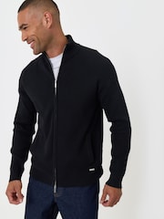 Threadbare Black Knitted Zip Up Funnel Neck Cardigan - Image 1 of 6