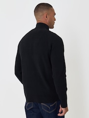 Threadbare Black Knitted Zip Up Funnel Neck Cardigan - Image 2 of 6