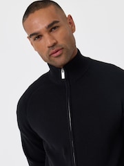 Threadbare Black Knitted Zip Up Funnel Neck Cardigan - Image 5 of 6