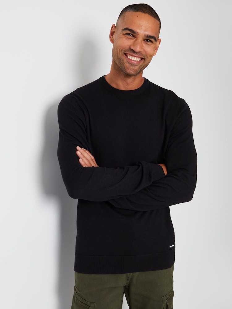 Threadbare Black Jersey Crew Neck Jumper - Image 1 of 4