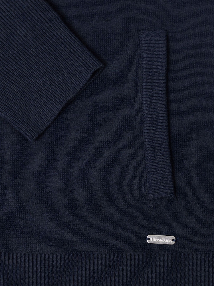 Threadbare Blue Knitted Zip Up Funnel Neck Cardigan - Image 6 of 6 Threadbare Blue Knitted Zip Up Funnel Neck Cardigan - Image 6 of 6