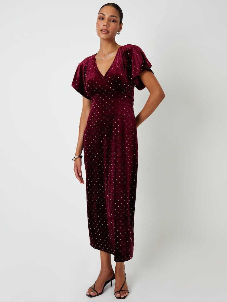 Buy Threadbare Red Velvet Hotfix Underbust Midaxi Dress from the Next ...
