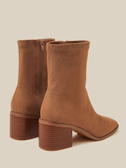 Monsoon Brown Suki Faux Suede Heeled Sock Boots - Image 2 of 3