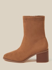 Monsoon Brown Suki Faux Suede Heeled Sock Boots - Image 3 of 3