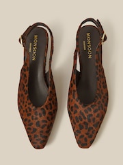 Monsoon Fara Animal Print Leather Slingback Heels - صورة 1 من 3