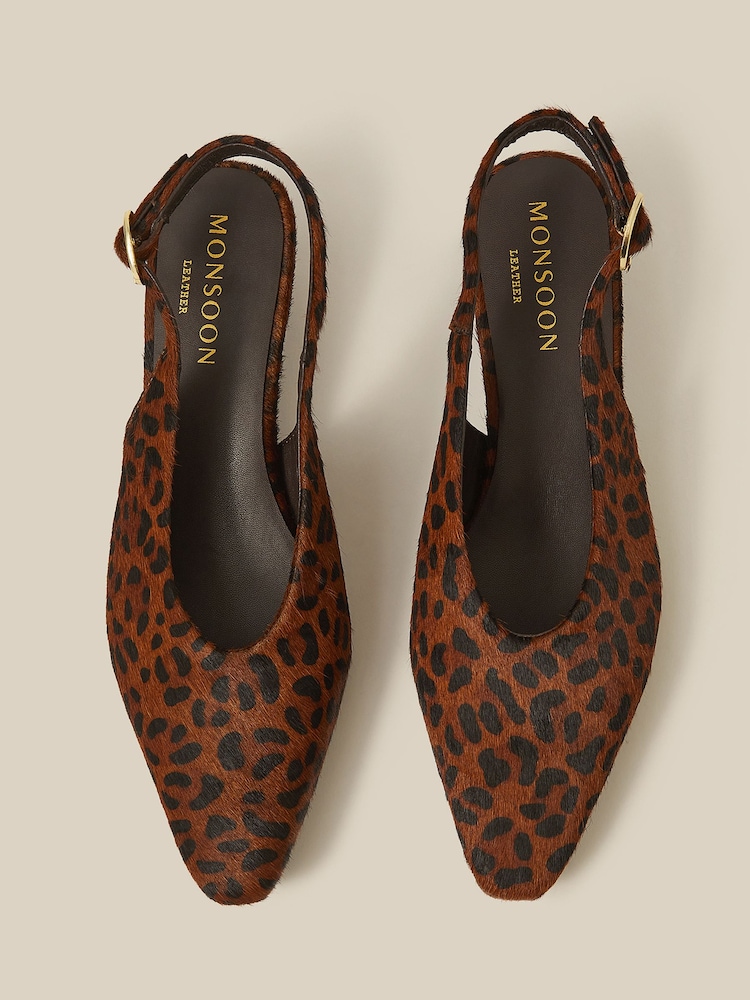 Monsoon Fara Animal Print Leather Slingback Heels - صورة 1 من 3 Monsoon Fara Animal Print Leather Slingback Heels - صورة 1 من 3