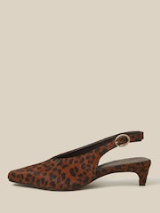 Monsoon Fara Animal Print Leather Slingback Heels - صورة 2 من 3