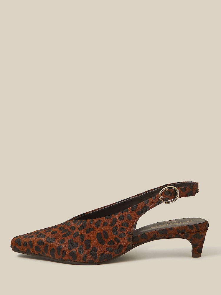 Monsoon Fara Animal Print Leather Slingback Heels - صورة 2 من 3 Monsoon Fara Animal Print Leather Slingback Heels - صورة 2 من 3