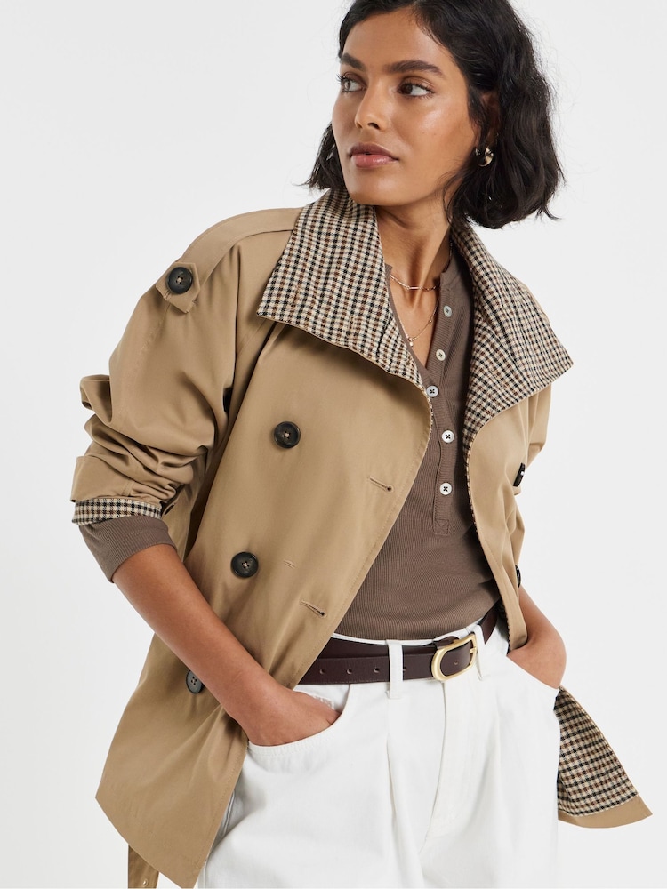 Simply Be Nude Dropped Waist Trench Coat - Image 1 of 4