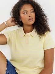 Simply Be Yellow Stripe Polo Shirt - Image 3 of 4