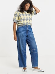 Simply Be Yellow Argyle Jumper - Image 3 of 4