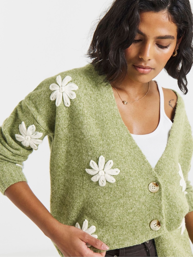 Simply Be Embroidered Floral Boyfriend Cardigan - Imagen 1 de 4 Simply Be Embroidered Floral Boyfriend Cardigan - Imagen 1 de 4