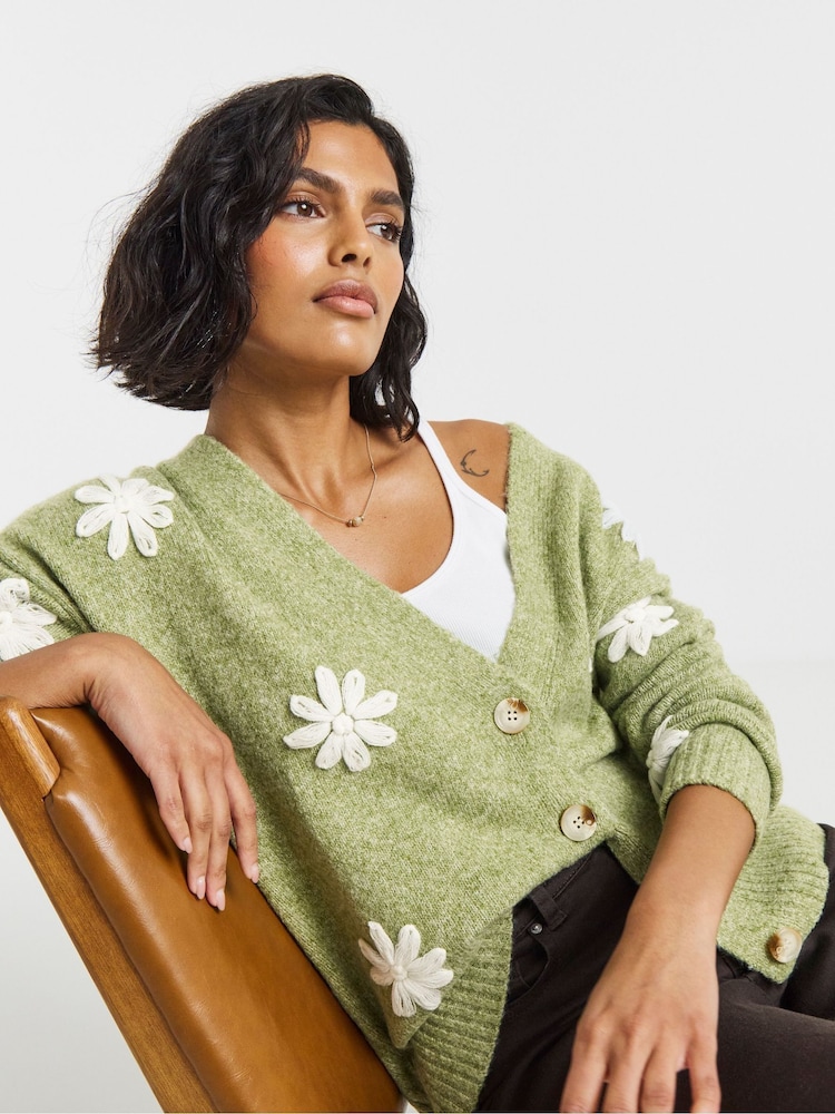 Simply Be Embroidered Floral Boyfriend Cardigan - Imagen 4 de 4 Simply Be Embroidered Floral Boyfriend Cardigan - Imagen 4 de 4