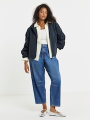 Simply Be Blue Hooded Light Weight Jacket - Image 1 of 4