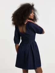 Simply Be Blue Corset Denim Mini Dress - Image 2 of 4