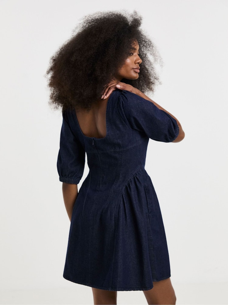 Simply Be Blue Corset Denim Mini Dress - Image 2 of 4 Simply Be Blue Corset Denim Mini Dress - Image 2 of 4