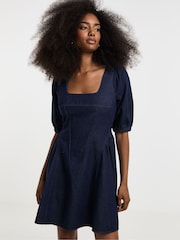 Simply Be Blue Corset Denim Mini Dress - Image 3 of 4