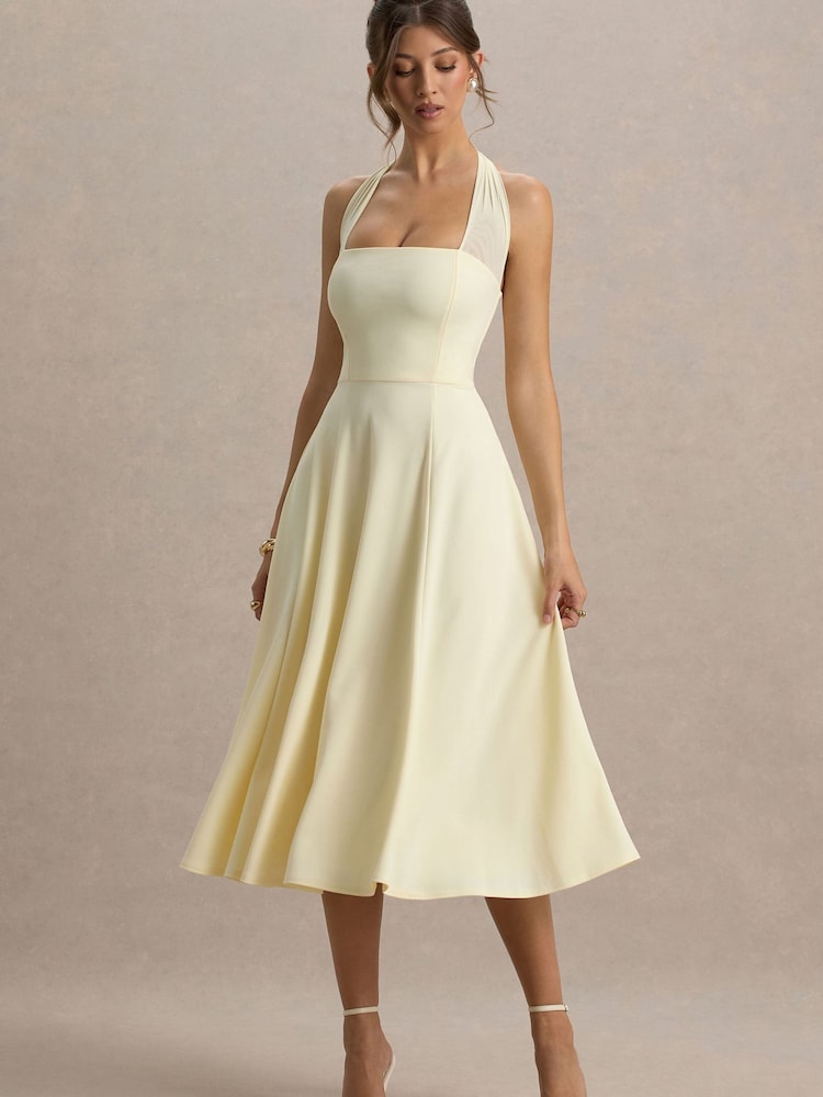Club L London Yellow Auburn | Halter-Neck Midi Dress - Image 1 of 5