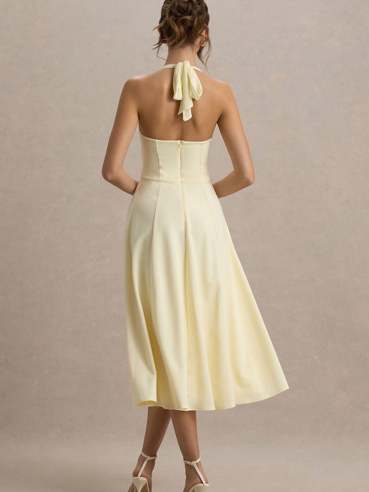 Club L London Yellow Auburn | Halter-Neck Midi Dress - Image 2 of 5