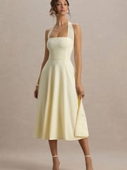 Club L London Yellow Auburn | Halter-Neck Midi Dress - Image 4 of 5