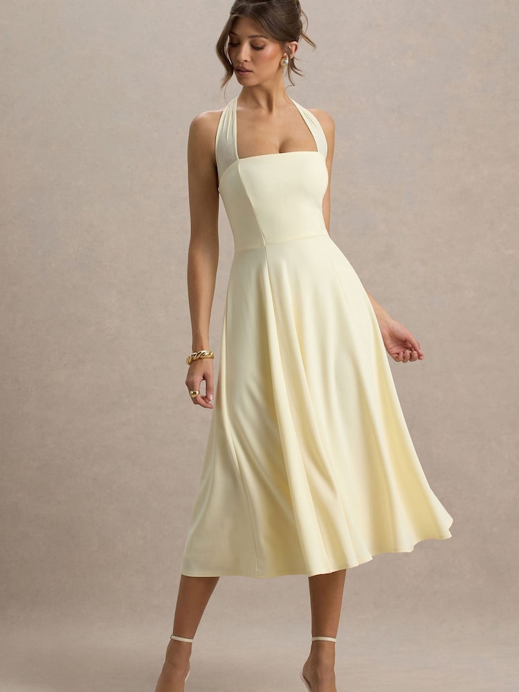 Club L London Yellow Auburn | Halter-Neck Midi Dress - Image 5 of 5