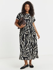 Simply Be Black Waffle Jersey Midi Dress - Image 1 of 4
