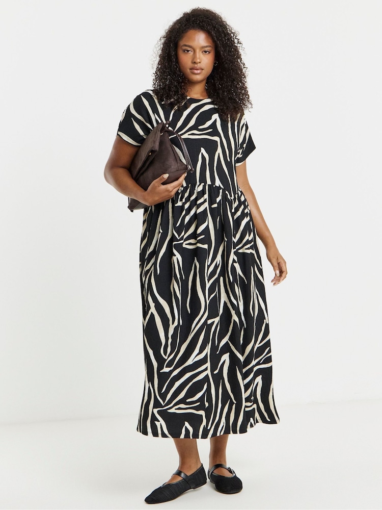 Simply Be Black Waffle Jersey Midi Dress - Image 1 of 4 Simply Be Black Waffle Jersey Midi Dress - Image 1 of 4