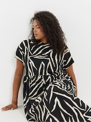 Simply Be Black Waffle Jersey Midi Dress - Image 3 of 4