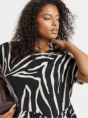 Simply Be Black Waffle Jersey Midi Dress - Image 4 of 4