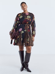 Simply Be Black Godet Skater Dress - Image 1 of 4