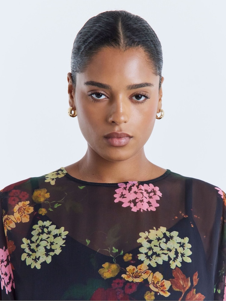 Simply Be Black Godet Skater Dress - Image 4 of 4 Simply Be Black Godet Skater Dress - Image 4 of 4