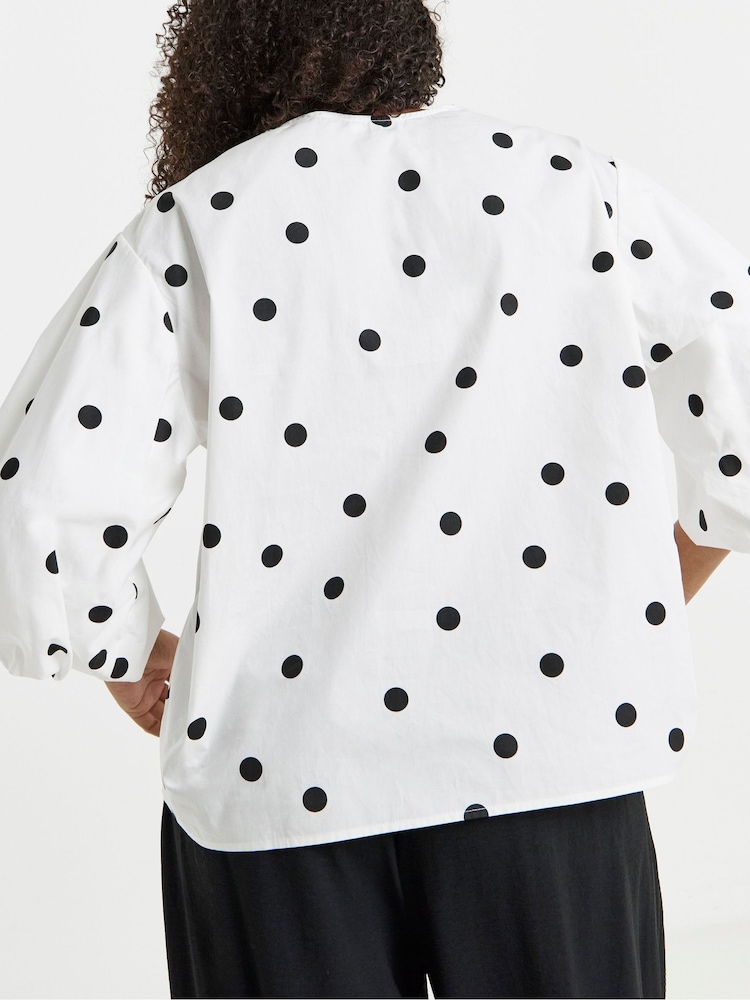 Simply Be White Printed Button Through Blouse - Image 2 of 4 Simply Be White Printed Button Through Blouse - Image 2 of 4