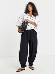 Simply Be Black Tie Cuff Detail Balloon Trousers - Image 1 of 4