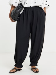 Simply Be Black Tie Cuff Detail Balloon Trousers - Image 3 of 4