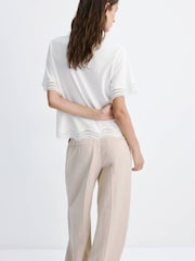 Mango White Scallop Hem Broderie T-Shirt - Image 2 of 6