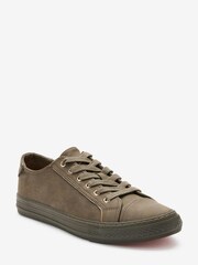 Khaki Green/Coral Lace Up Baseball Trainers - Image 5 of 7