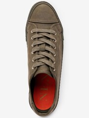 Khaki Green/Coral Lace Up Baseball Trainers - Image 6 of 7