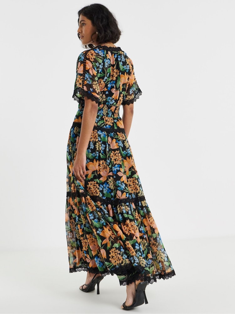 Simply Be Maxi-jurk met korte mouwen, kanten details en ladderrand - Afbeelding 2 van 4 Simply Be Maxi-jurk met korte mouwen, kanten details en ladderrand - Afbeelding 2 van 4