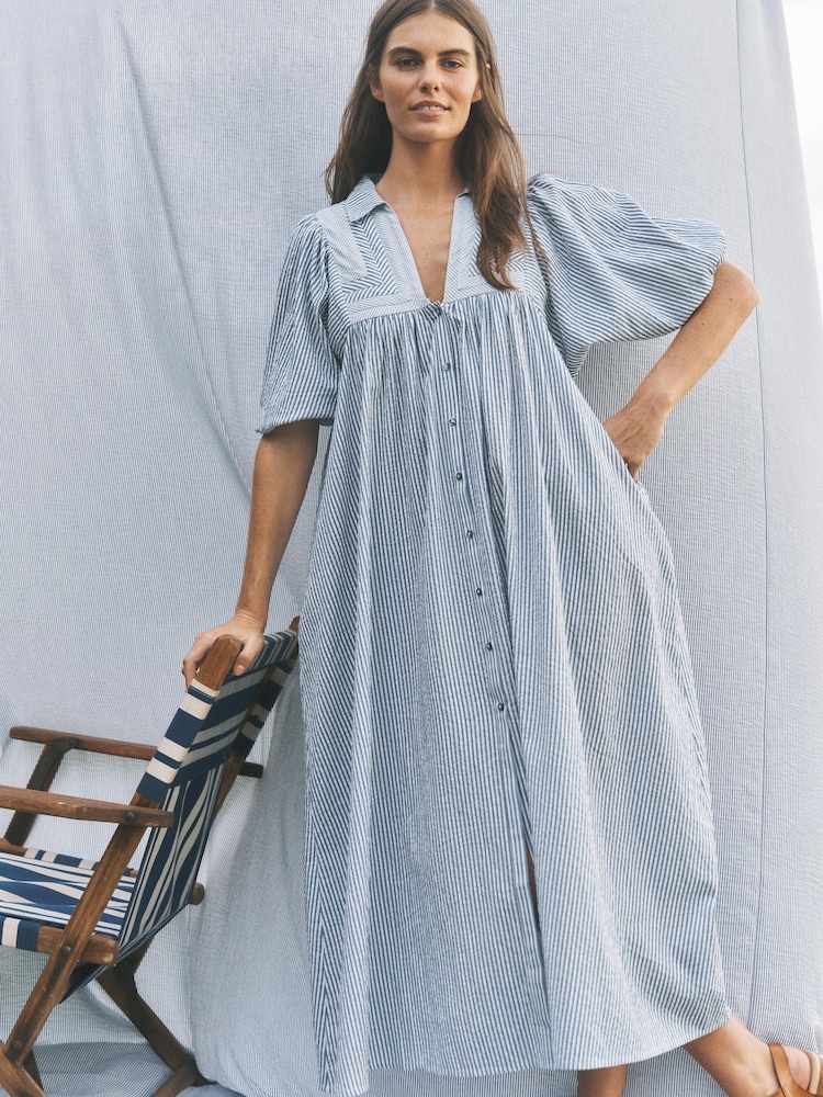 Monsoon Callie Stripe Midi Shirt Dress - 圖片 1/4