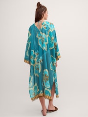 Monsoon Blue Yasmin Floral Print Midi Kaftan - Image 2 of 3