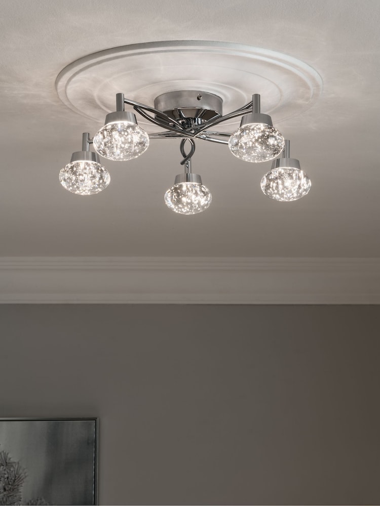 Chrome Cora 5 Light Flush Ceiling Light Also Suitable for Use in Bathrooms - Image 1 of 7