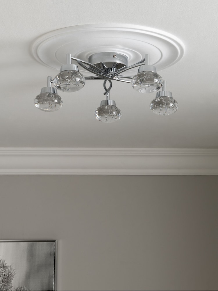 Chrome Cora 5 Light Flush Ceiling Light Also Suitable for Use in Bathrooms - Image 2 of 7